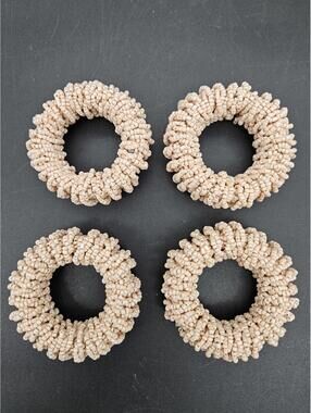Set of 4 Peach Beaded Napkin Rings – Pale Peach Elegance